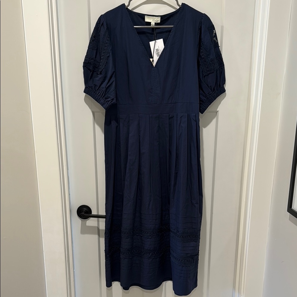 NWT Pinch Navy Midi Dress with lace detail